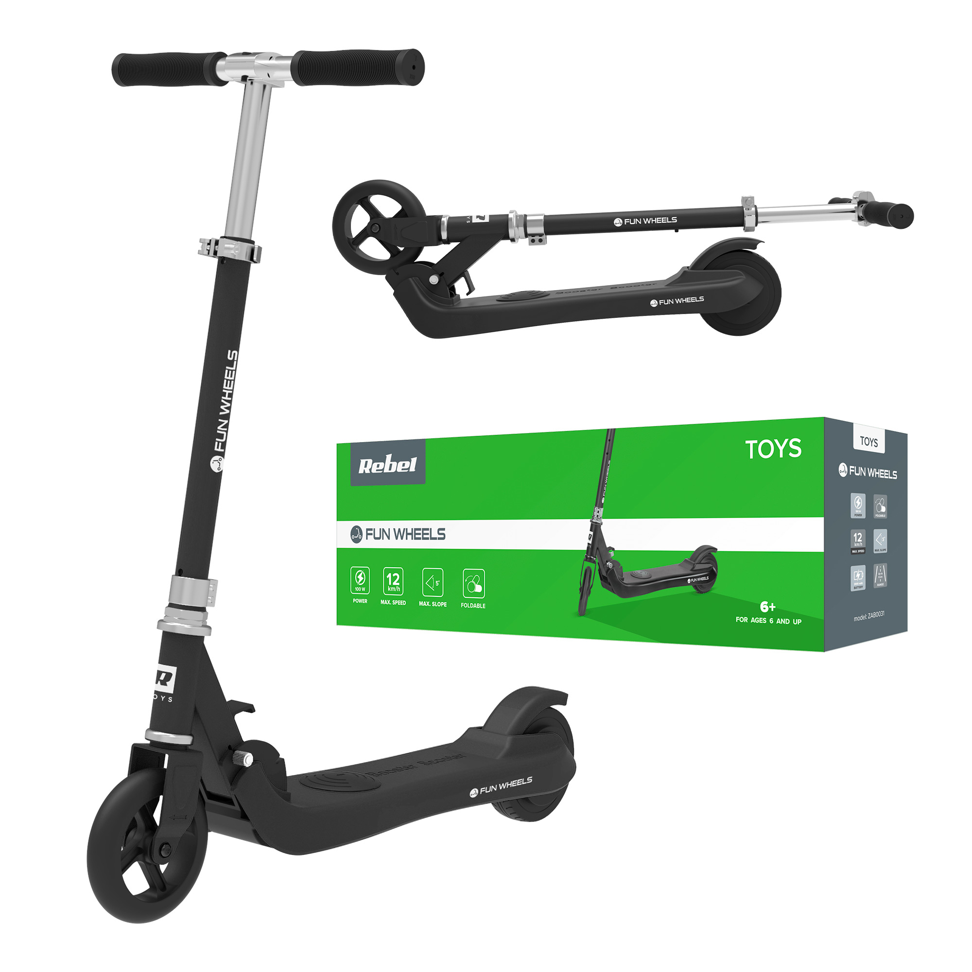 Mädchen Schwarz Elektroroller Für Kinder, 12 Km/H, 50 Kg, Rebel, Faltbar, Leicht, Ipx4 - Bild 4