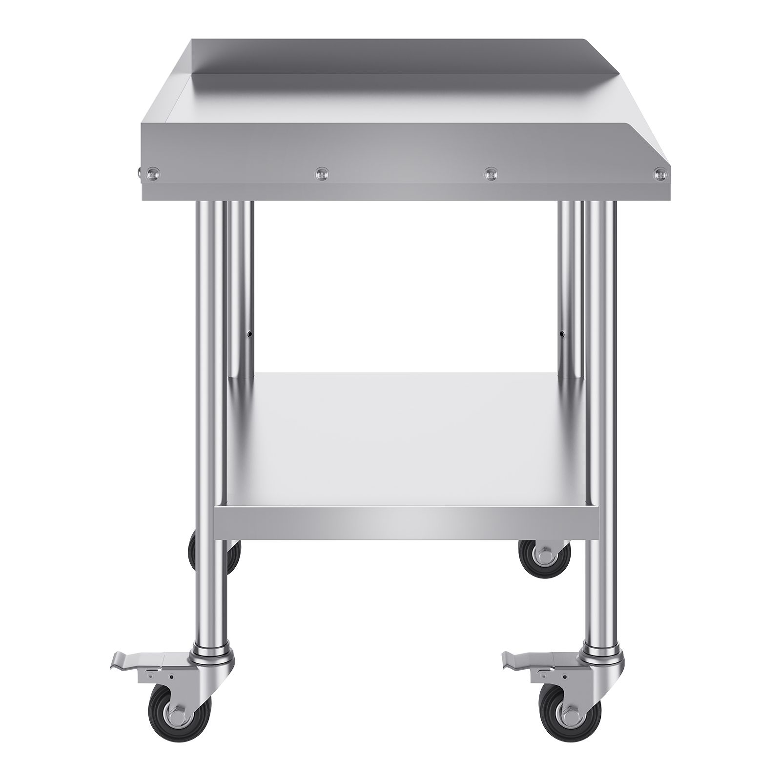 Table de travail en acier inoxydable SUS201, 3 étagères réglables, 4 roulettes dont 2 freins, 61 x 71,1 cm