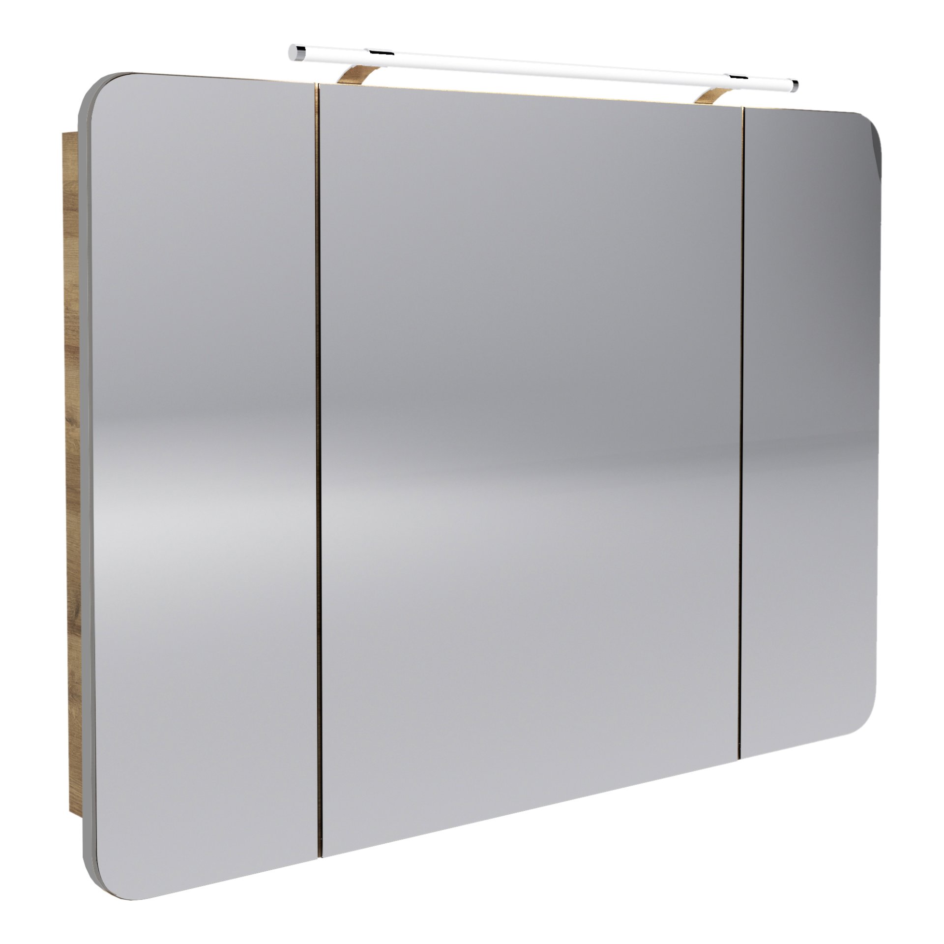 Fackelmann Reflektierend Milano Led Spiegelschrank 110 Cm Breit, Braun Hell - Image 3