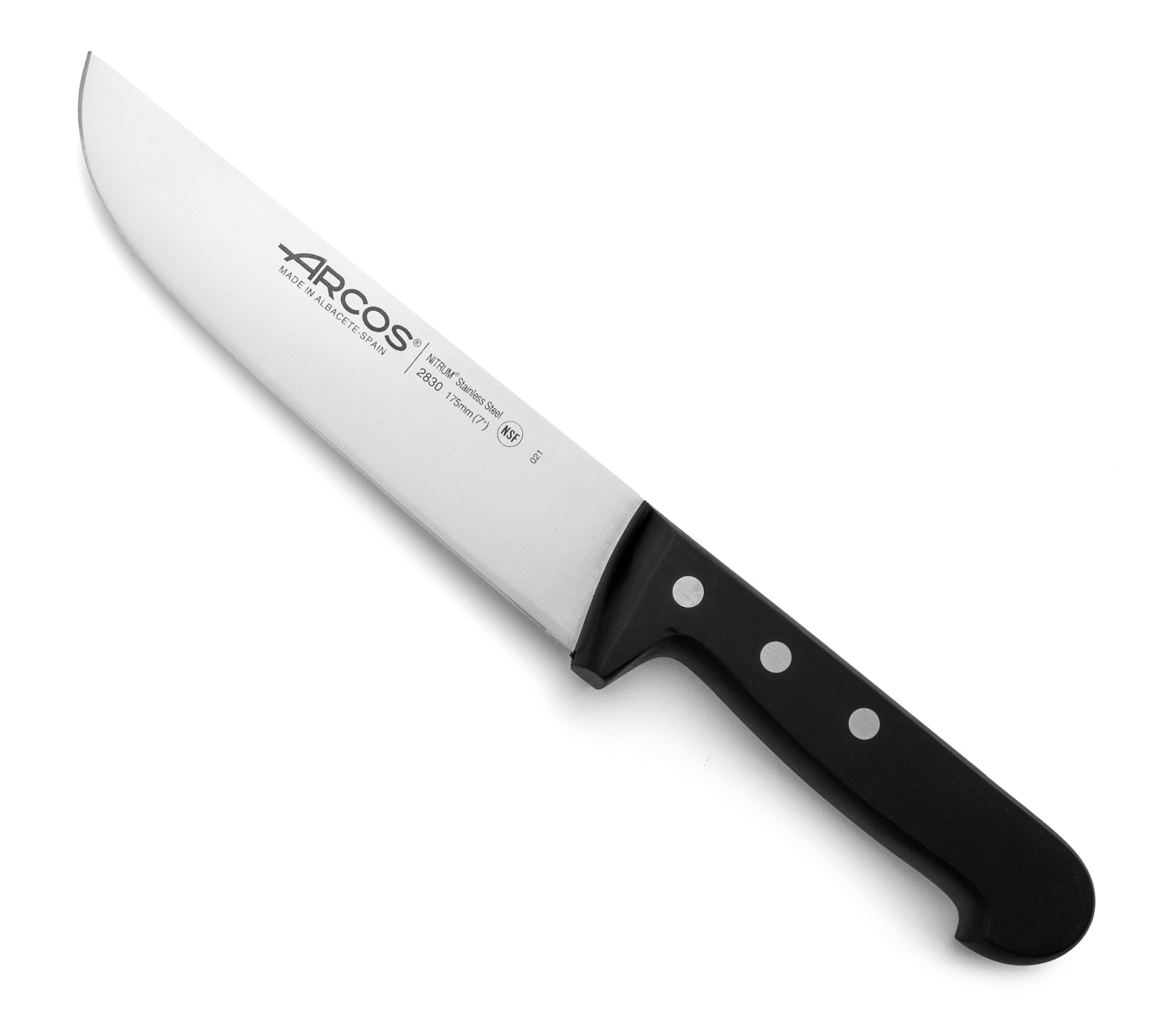 Arcos Schwarz Metzgermesser Universal 283004 Aus Nitrumstahl, Mit Mango Aus Polyoxymethylen Und 17,5 Cm Klinge Im Etui