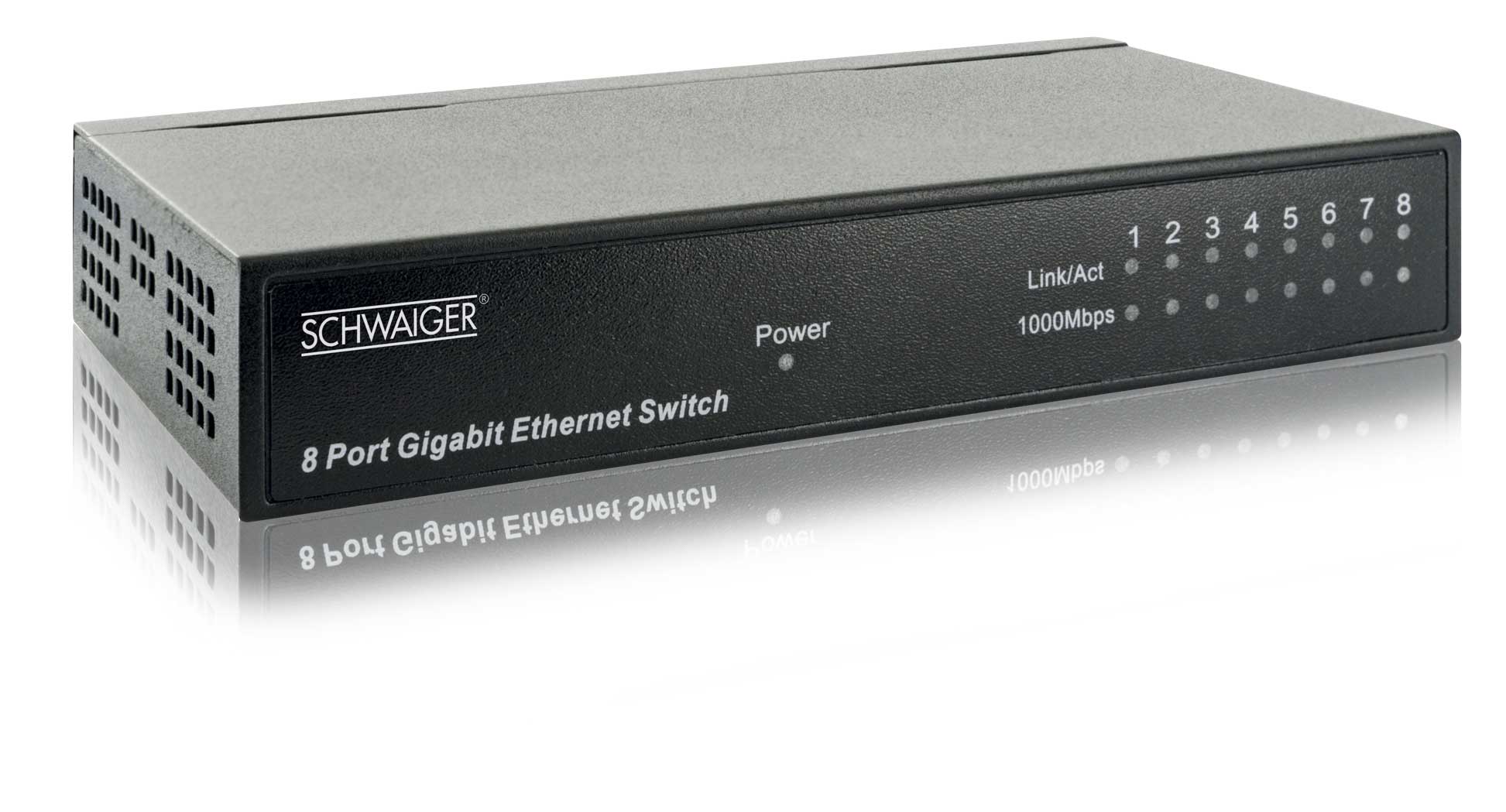 8-port Netzwerkswitch Nwsw8 011 Schwarz, Metallgehäuse, Bis Zu 1000 Mbit/s Netzwerktechnik - Schwaiger