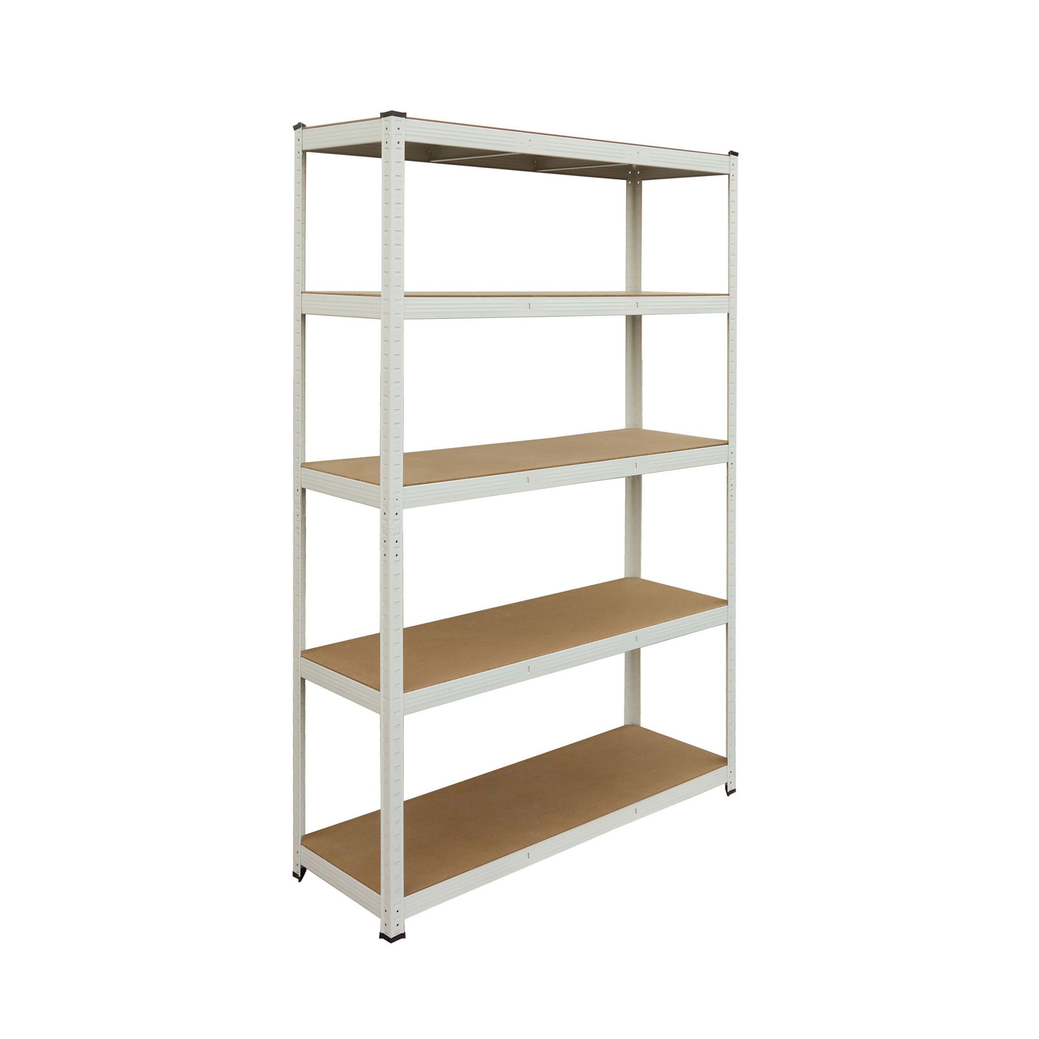 Relaxdays Heavy-duty Shelving, Hxwxd, 200x120x40 Cm, 875 Kg, 5 Shelves, Basement/garage, Slot-together, White/brown