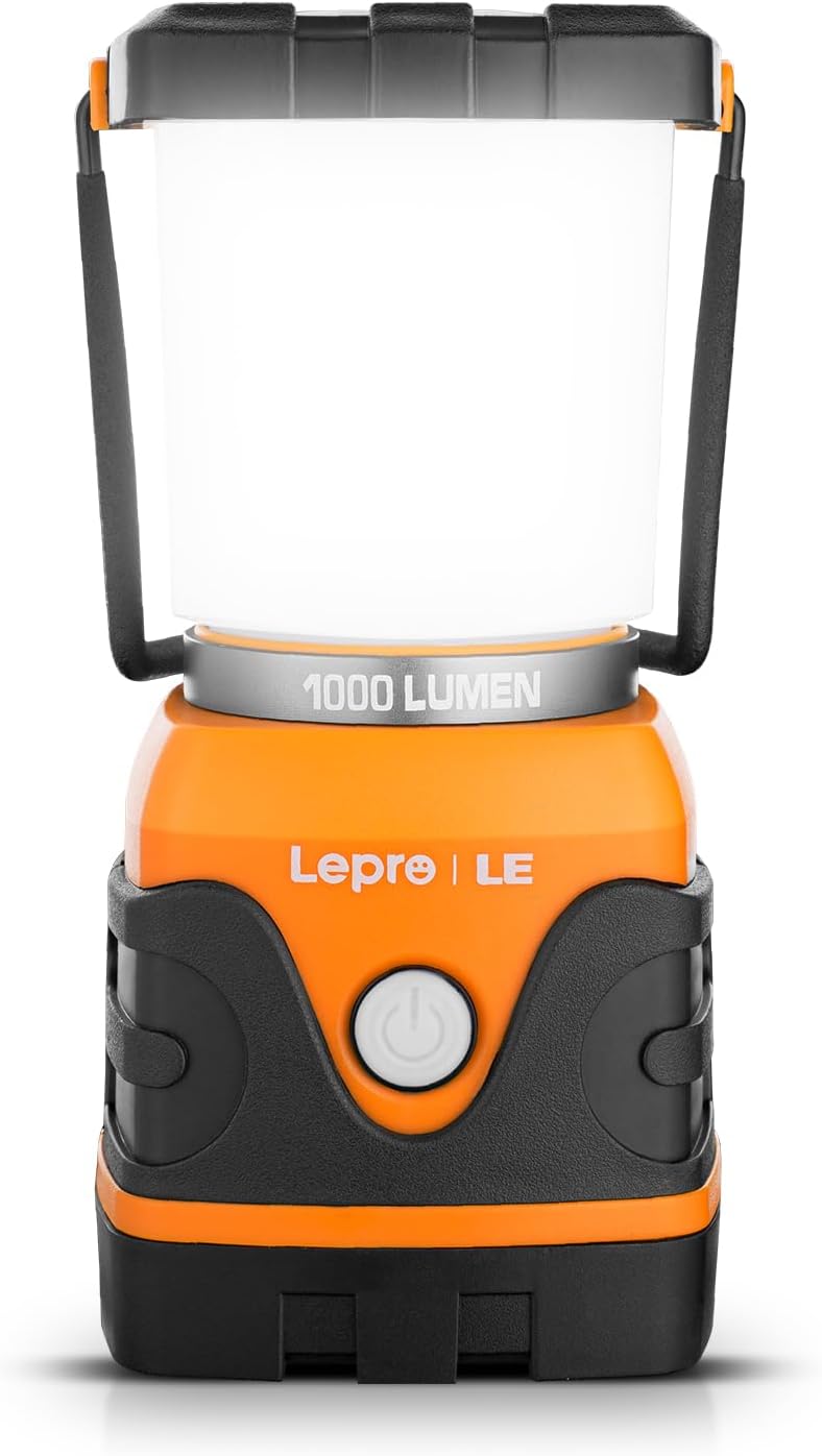 Lampe Camping Led, Lanterne Camping Puissante 1000lm, Alimentation Par Pile, Luminosité Réglable, Etanche, Pour Camping, Bivouac, Pêche, Randonnée, Cave