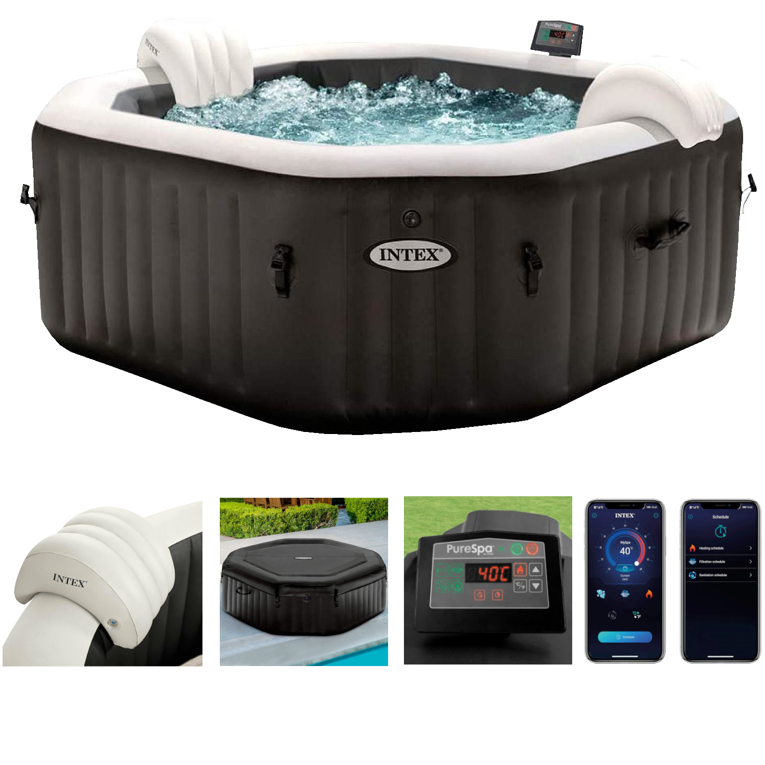 Intex Whirlpool Pure Spa Bubble Jet Massage 201X71cm Aufblasbar 4 Personen 28458 6941057418209