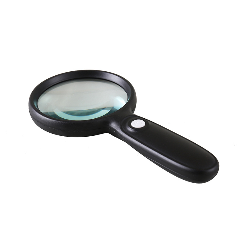 Loupe de poche 10x avec éclairage LED, verre 90 mm, poignée ergonomique