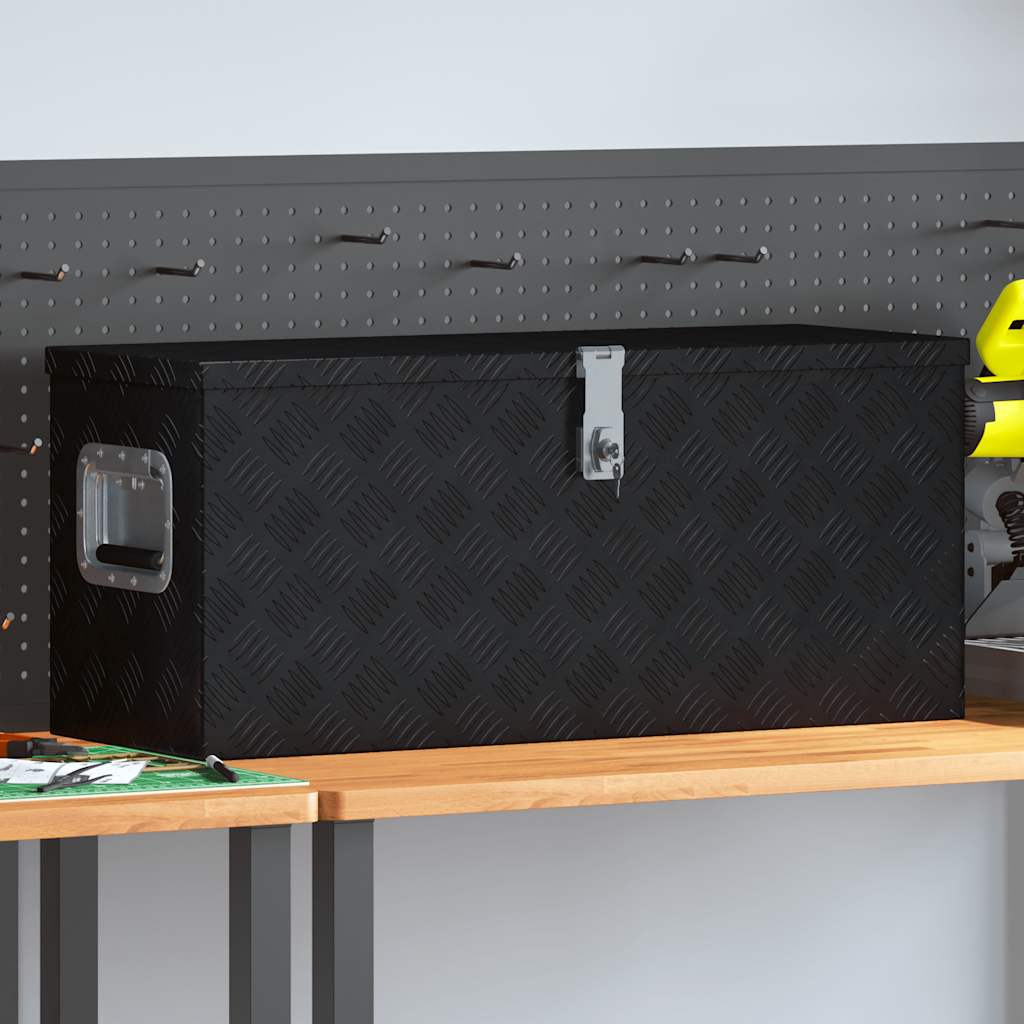 Boîte de rangement en aluminium avec serrure antivol, 80 x 30 x 35 cm, 2 poignées