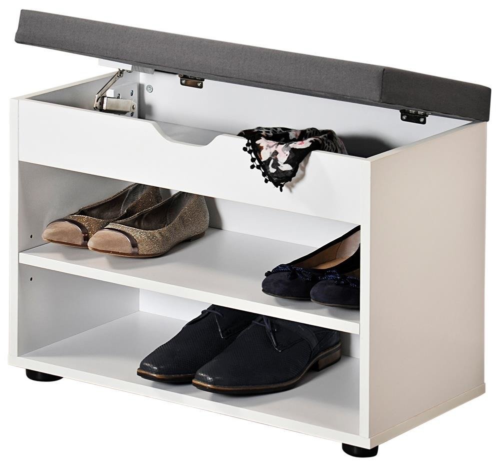 Kesper - Weiß Schuhschrank Mit Sitz, Funktionalem Flursitz Und Schuhregal In Einem