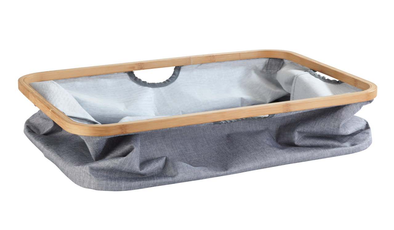 Wäschekorb Bahari Aus Bambus, Wäschekorb, Faltbar, 50 L, Grau, Bambus Braun, Polyester Grau, Polypropylen Grau - Grau - Wenko
