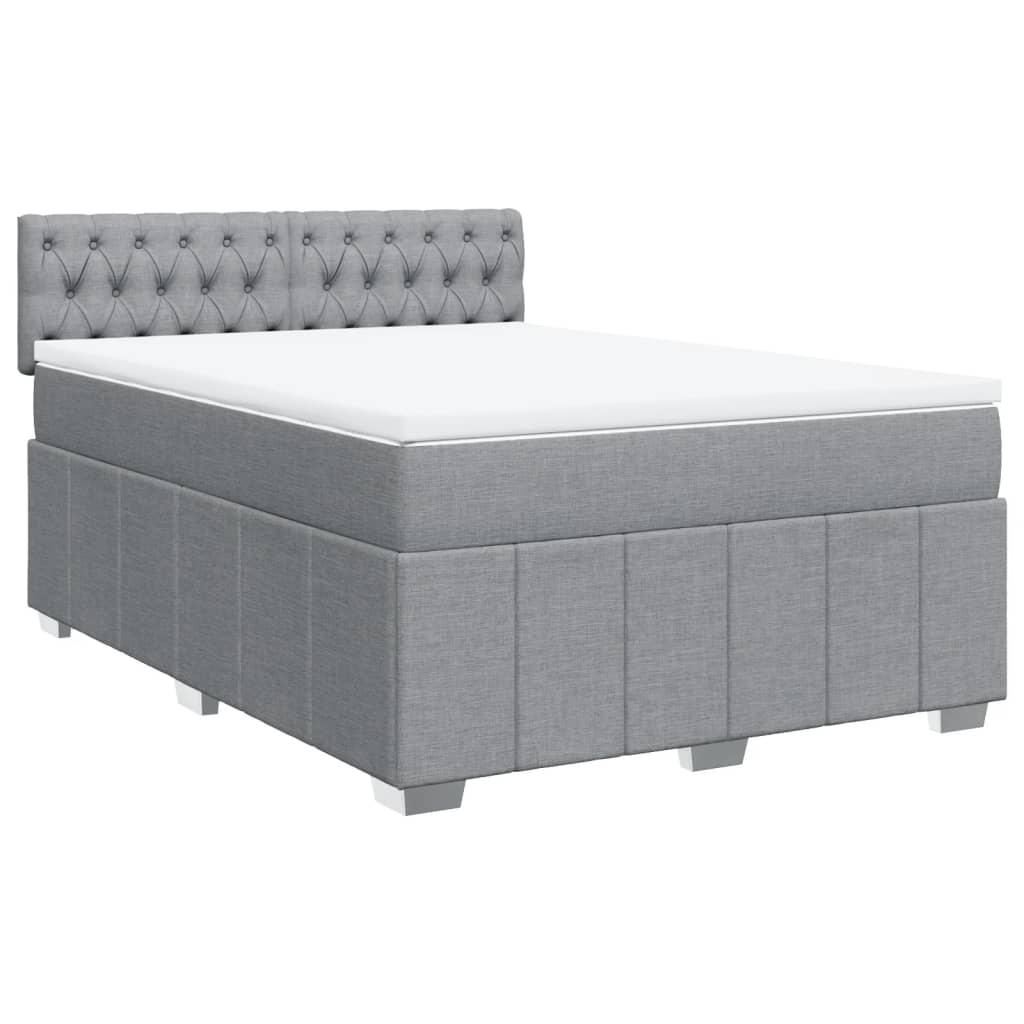 Vidaxl Giroletto A Molle Con Materasso Grigio Chiaro 140x190cm Tessuto