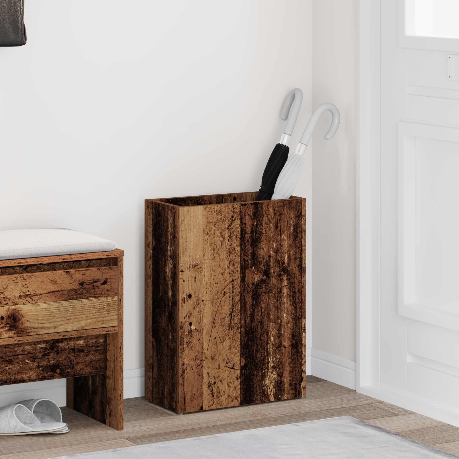 Umbrella Stand Old Wood 40 X 20 X 55.5 Cm Engineered Wood Vidaxl