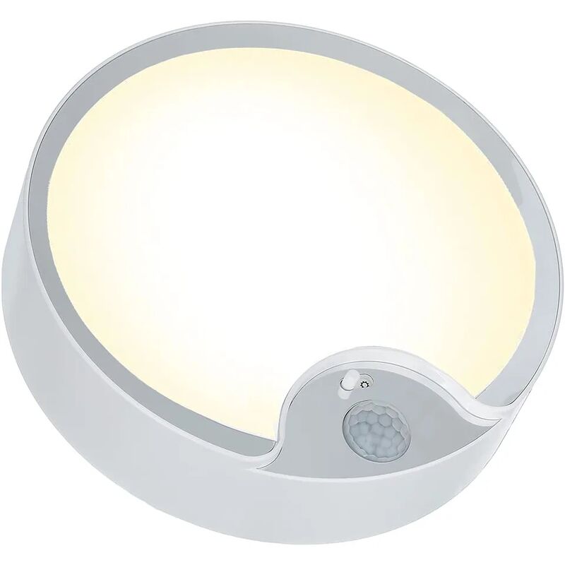 Plafonnier Led À Détecteur De Mouvement, Lampe De Plafond Intérieure Super Lumineuse À Piles, Pour Grenier, Buanderie, Garage, Couloir, Escalier, 19cm 300lm Lumière Chaude