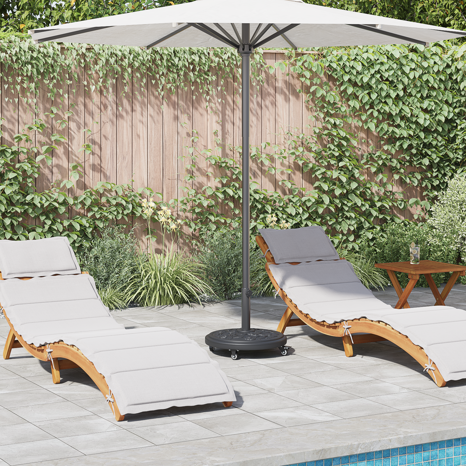 Vidaxl – Pied De Parasol Art Déco Noir 45 Cm – Base En Fer Avec Roues