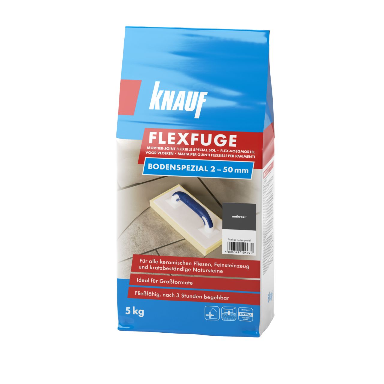 Knauf - Fugenmörtel Flexfuge Bodenspezial 2 - 50 Mm Anthrazit 5 Kg Fugenmörtel