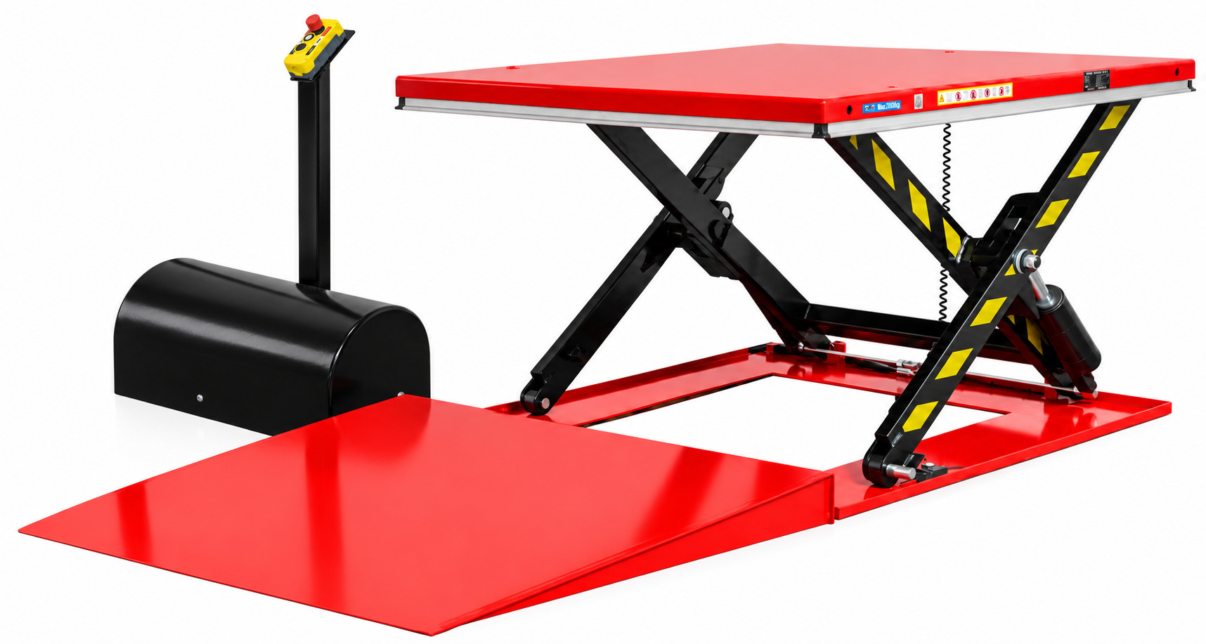 Table élévatrice à ciseaux électro-hydraulique, capacité 2000 kg, plateau 1600 x 1180 mm, 230 V