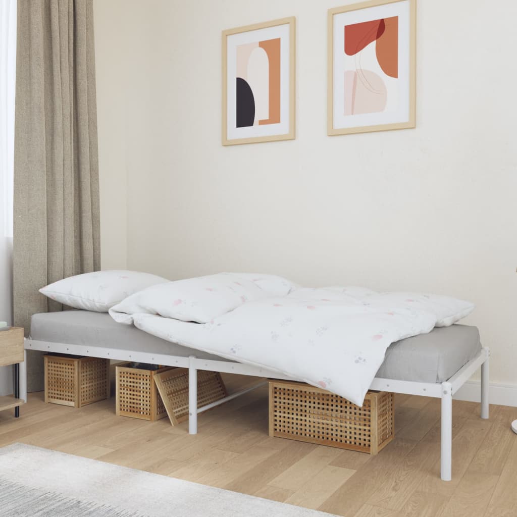 Lit Adulte-80 X 200 Cm, Cadre De Lit Métal, Lit Simple, Structure De Lit Blanc 80x200 Cm, Pdkei50268