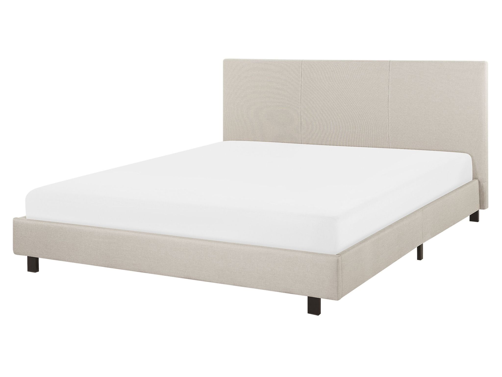 Beliani Polsterbett Beige 160 X 200 Cm Mit Lattenrost Hohe Kopfteil Metallbeine Klassisch