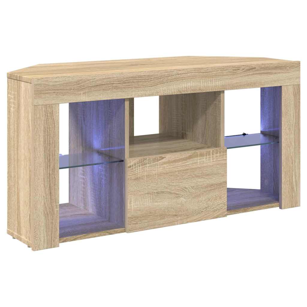 Vidaxl Corner Led Tv Cabinet Wall-mounted Sonoma Oak 100 X 40 X 50 Cm