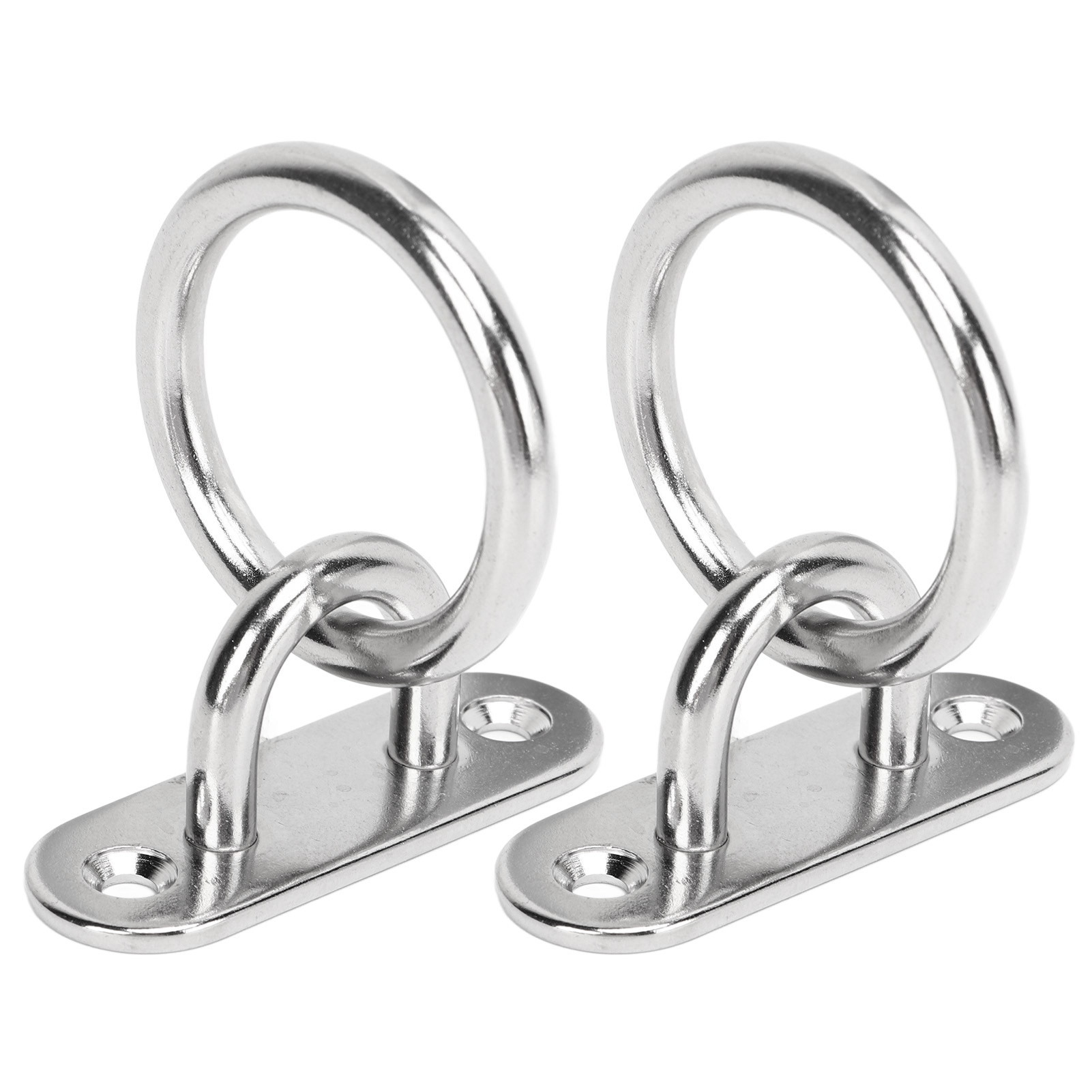 Plaque à œil inox 304 poli miroir avec anneau rond, 6 mm, lot de 2