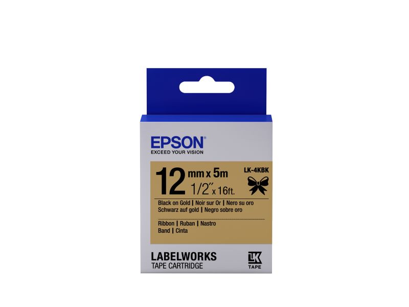 Epson Schriftband Lk-4Kbk Satinband 12Mmx5m Schwarz/Gold C53s654001 - Image 4