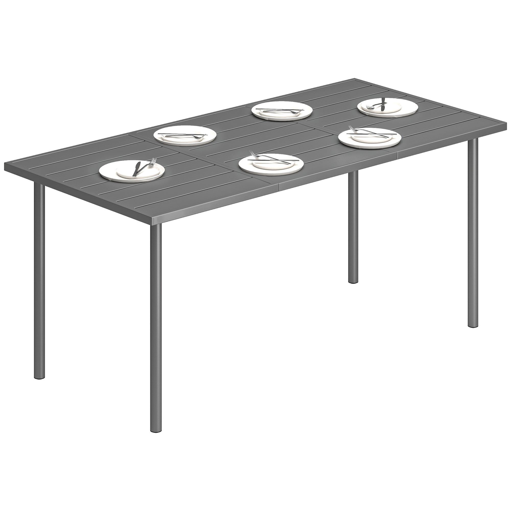 Table De Jardin - Outsunny - Rectangulaire Pour 6 Personnes - Plateau