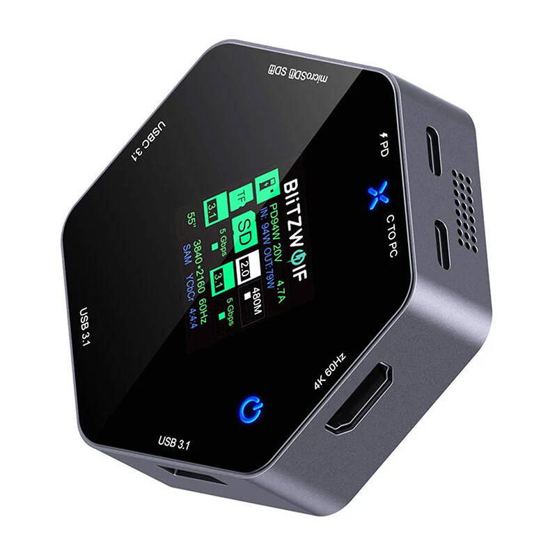 BlitzWolf BW-TH16 (USB-C, 8 Ports), Dockingstation + USB Hub, Schwarz - Bild 5