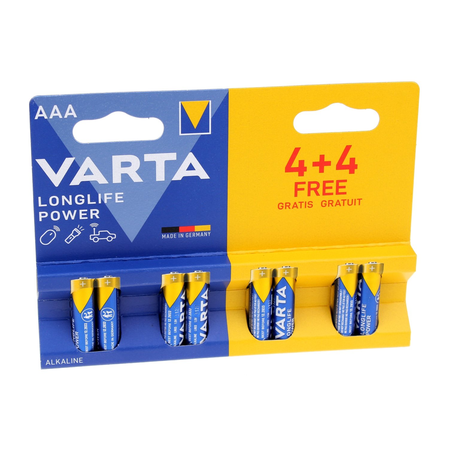 Varta - Alkali-Mangan Aaa / Lr03 1.5 V 4903.121.448 - Vorteilspack 4 + 4 St. (Blisterverpackung)