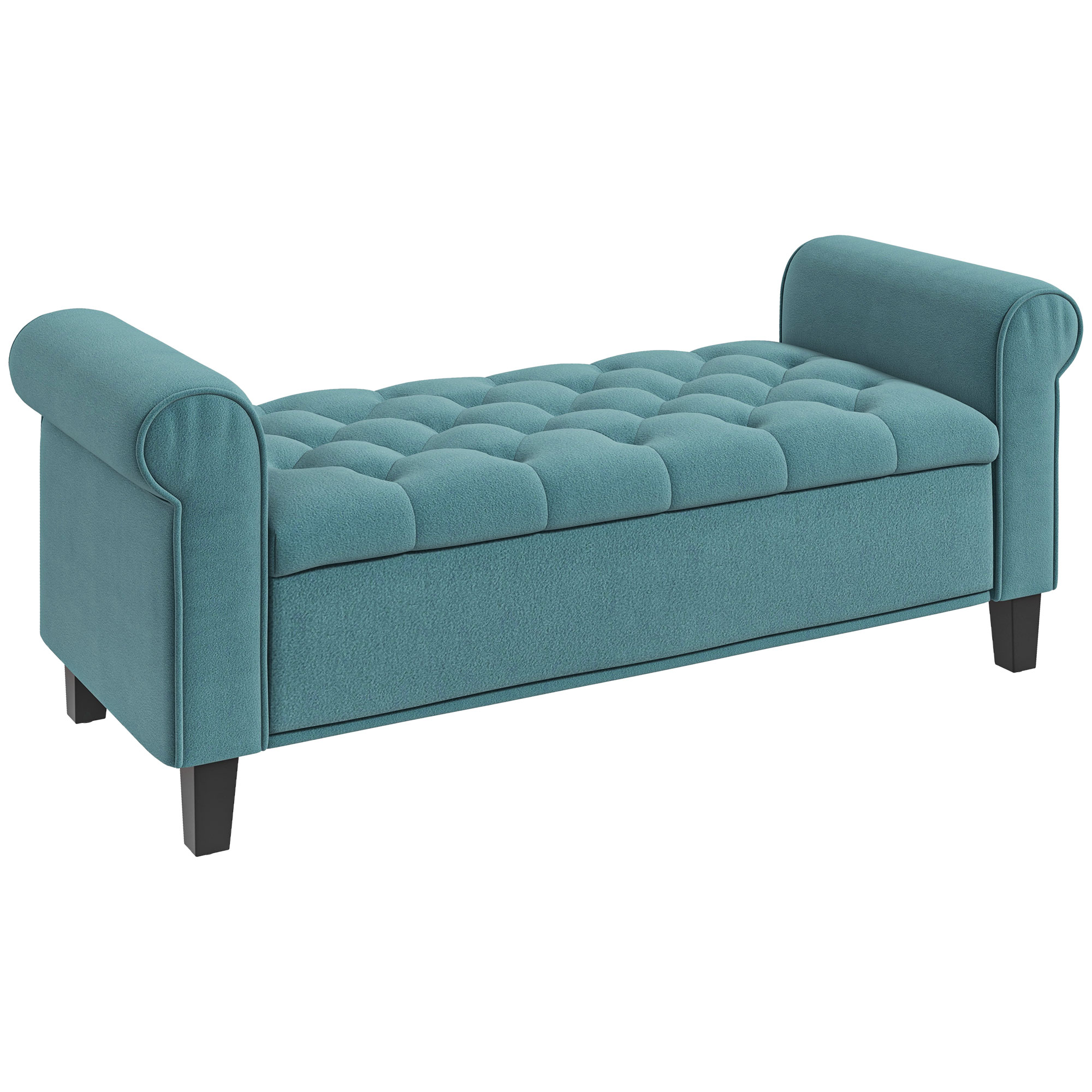 Banc Coffre Banquette Coffre De Rangement Velours Dim. 126 X 48,5 X 57