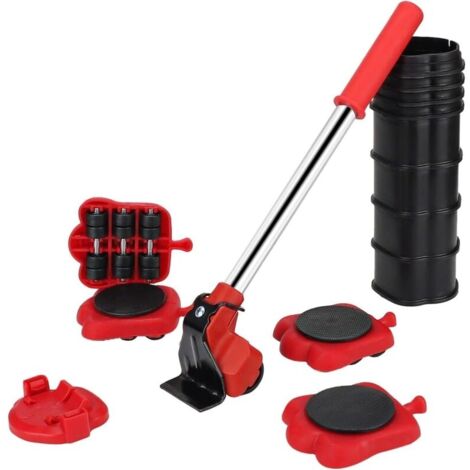 Kit de déplacement de meubles à roulettes, levier de levage, fer et ABS, 14 pièces