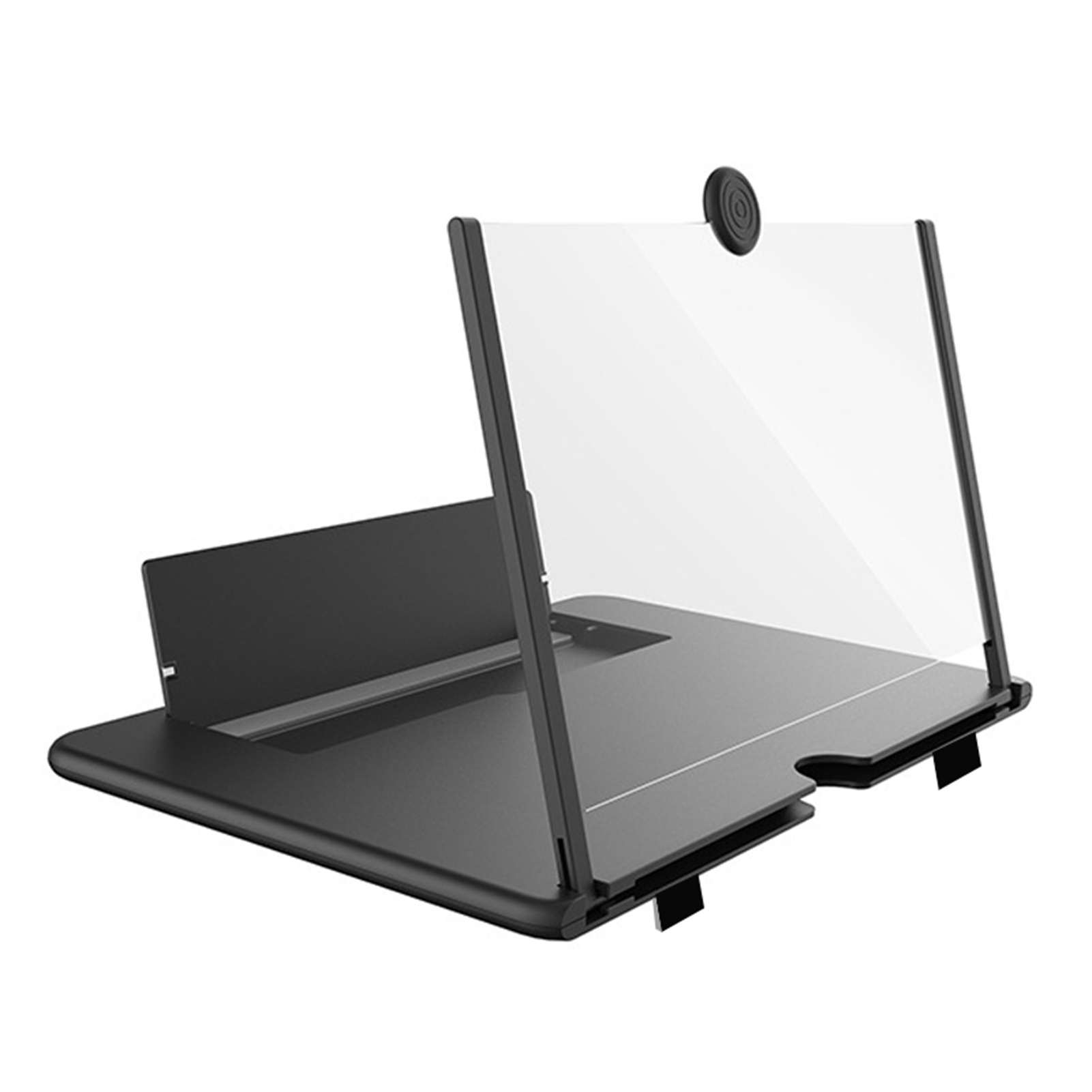Loupe d'écran pour téléphone, grand miroir HD pliable, base ajustable, noir
