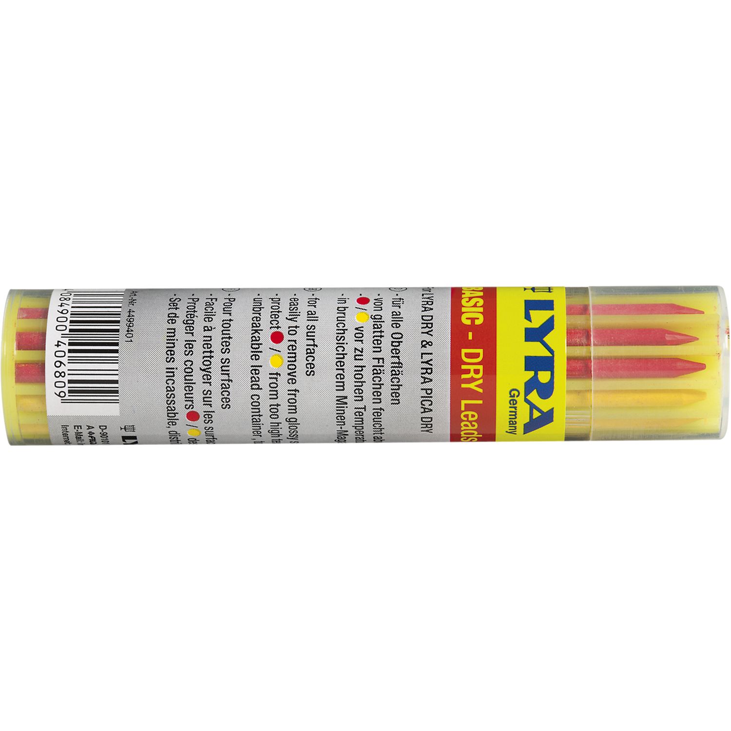 Lyra Gelb - Minen-Magazin Dry Basis Set 12 Minen Farbig 6 X Graphit, 3 X Rot, 3 X