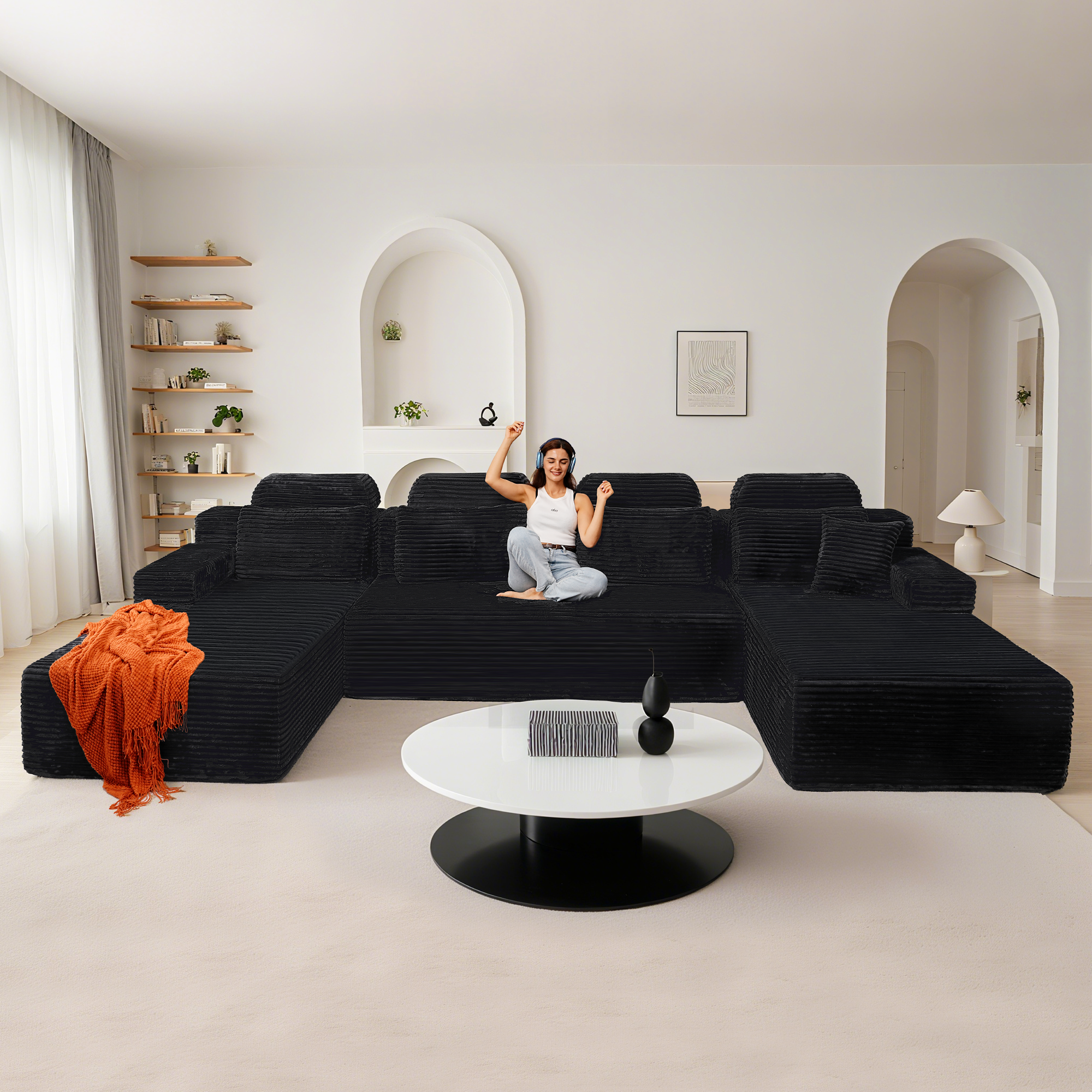 Canapé Modulaire Super Grand En U Avec 2 Méridiennes