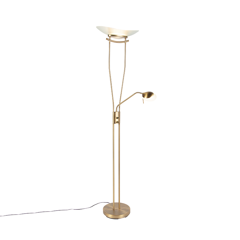 Qazqa Modern Floor Lamp Bronze Incl. Led And Dimmer - Lexus