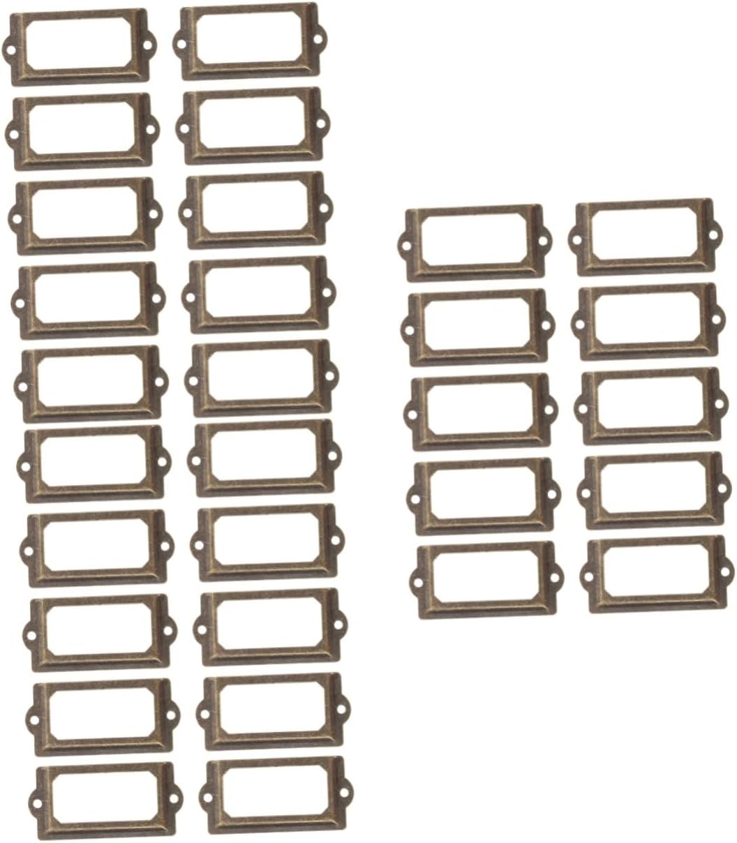 Porte-étiquettes pour tiroir en métal, style rétro bronze, lot de 36