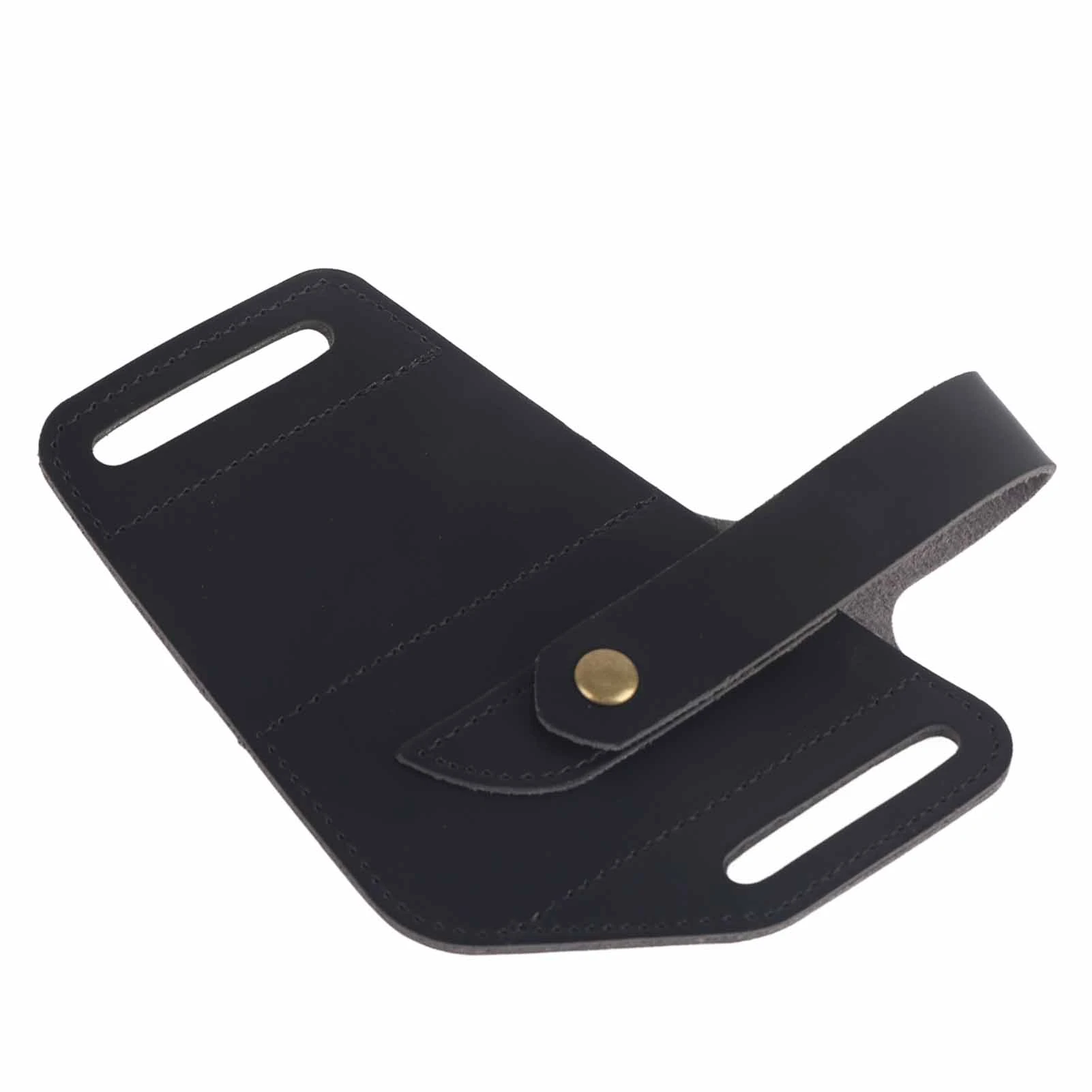 Sacoche de ceinture EDC en cuir PU noir, 15 x 14 cm, pour outils et lampe torche