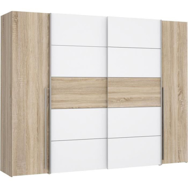 Sans Marque - Armoire Narago - Décor Chene Sonoma Et Blanc Mat - 2