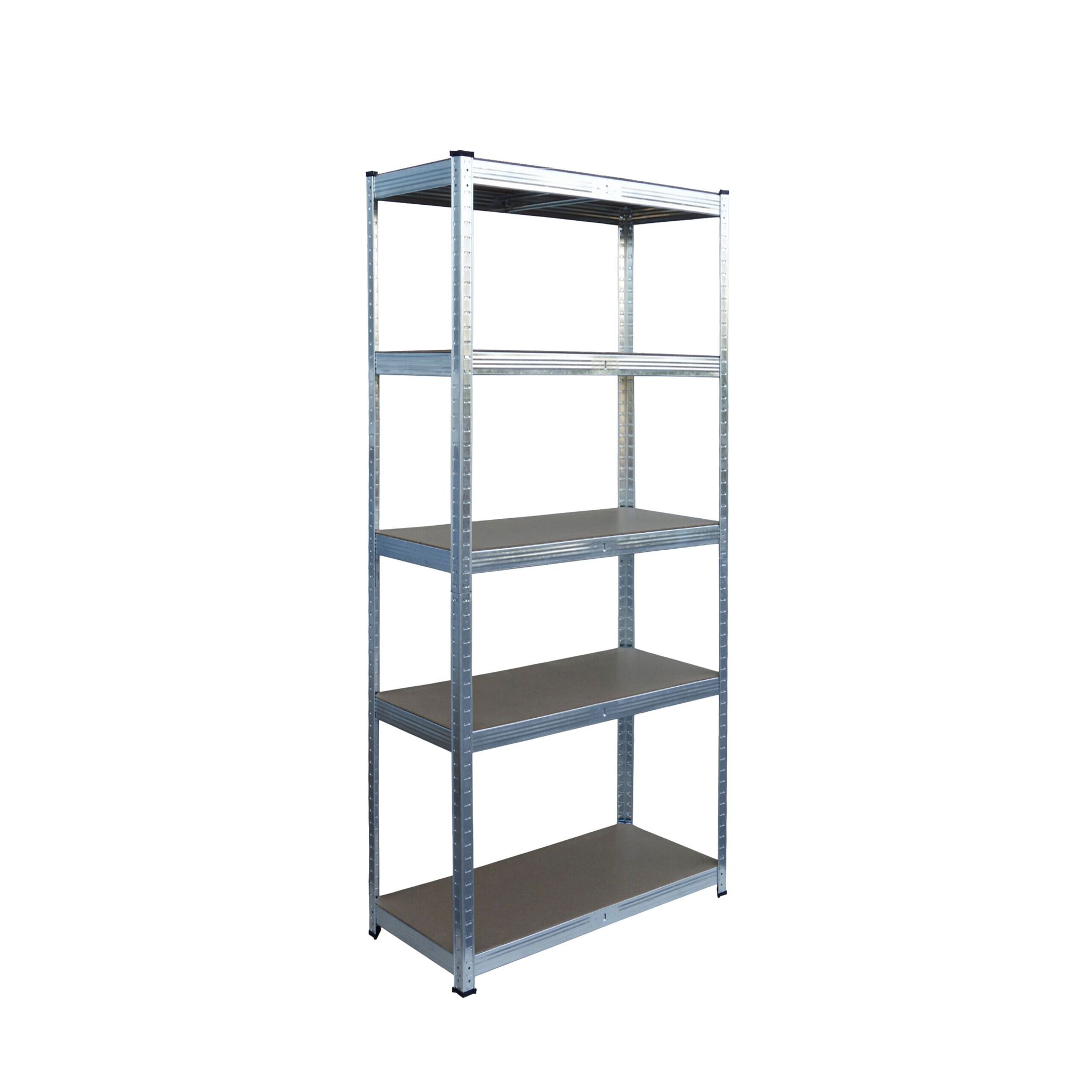 Rayonnage lourd 5 niveaux en acier argenté, 150 x 75 x 30 cm, charge 875 kg, lot de 2