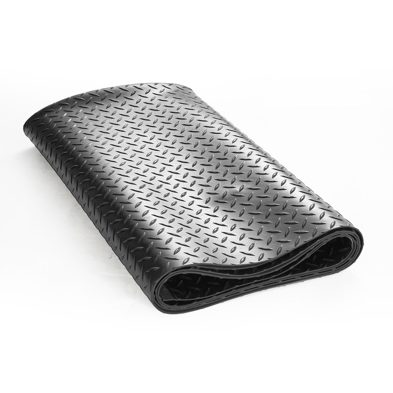 Tapis de sol en caoutchouc SBR à motif diamant, 3 mm x 1,2 m x 3 m, noir, antidérapant et découpable
