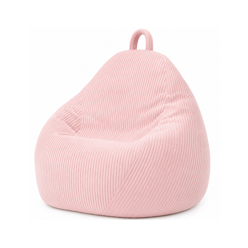 Pouf Poire Déhoussable Velours Côtelé - 80x70 Cm Rose