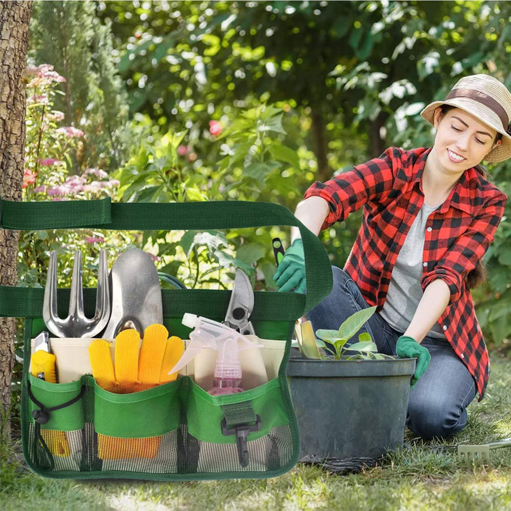 Ceinture porte-outils de jardinage 7 poches en tissu Oxford 600D, sac de travail avec pochette arrière et boucle à déverrouillage rapide