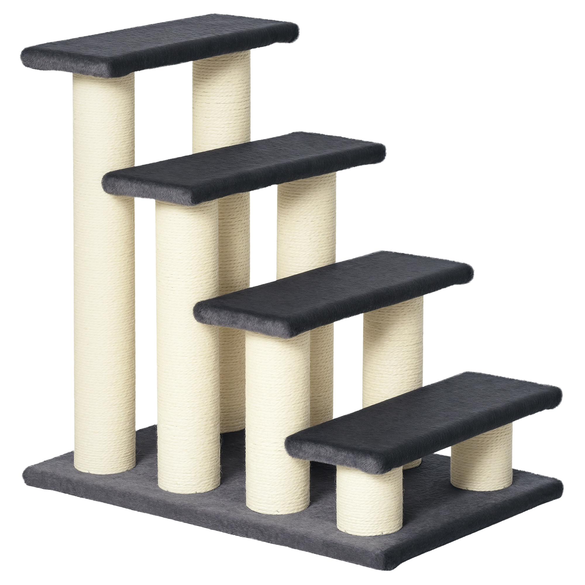 Hundetreppe 4 Stufen 59 Cm Hoch Haustiertreppe Für Katze Und Hunde Hunderampe Katzentreppe Einstiegshilfe Für Bett, Sofa, Couch Grau - Pawhut