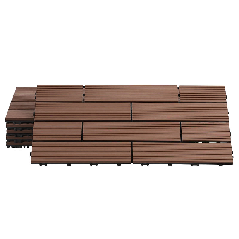 Randaco 60 Pezzi Marrone Piastrelle Da Esterno Wpc 30x60 Cm, Effetto Legno, Impermeabili, Durevoli E Facili Da Posare