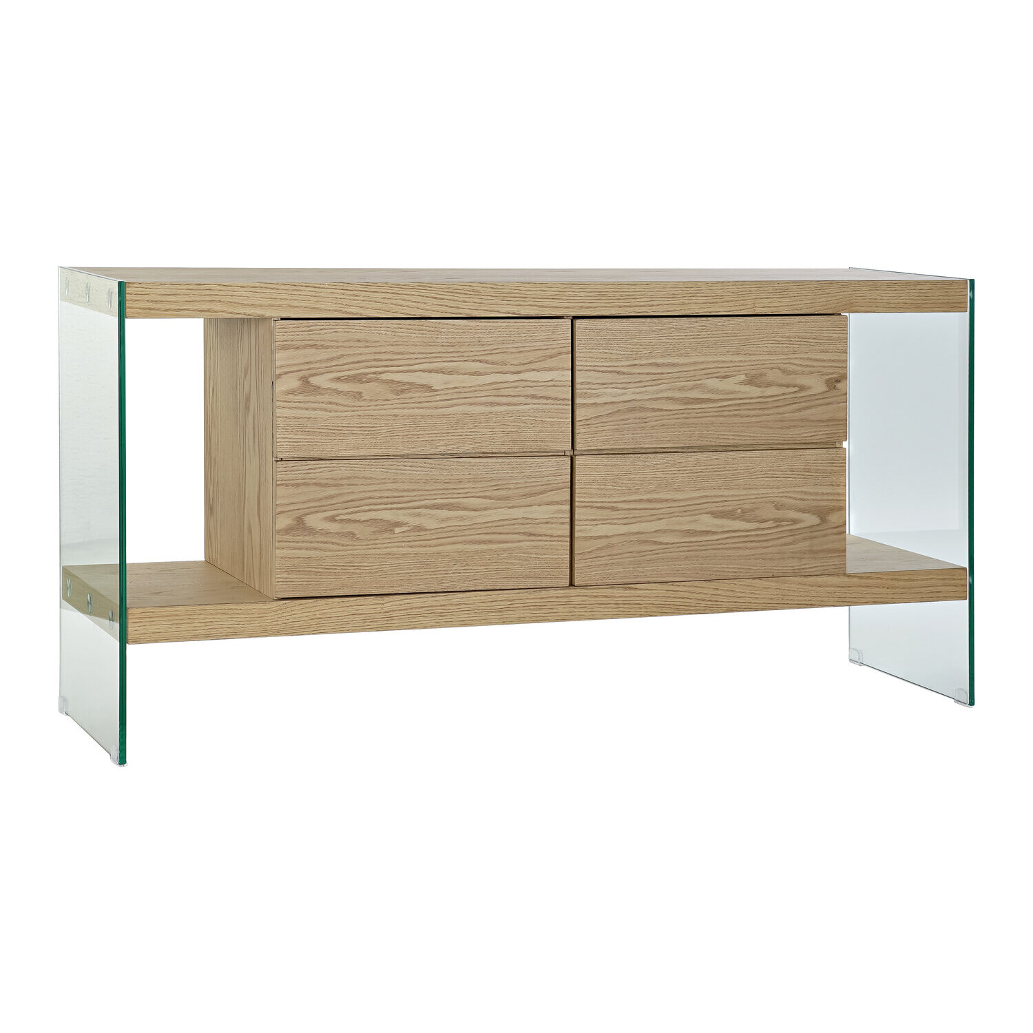 Dkd Home Decor - Commode Verre Mdf 160x45x80 Marron Clair