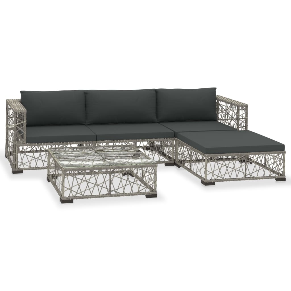 Minkurow – Ensemble Salon De Jardin 5 Pièces En Rotin Synthétique