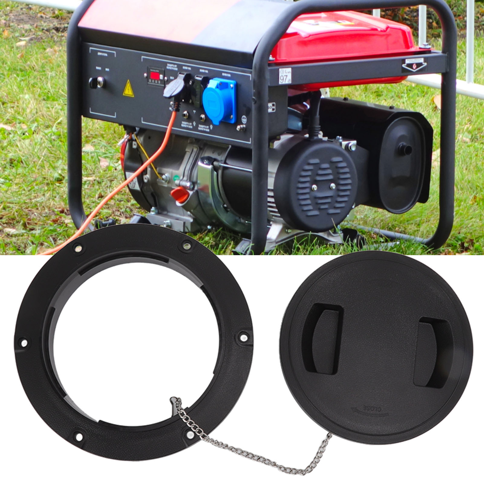 Couvercle de réservoir pour groupe électrogène diesel, plastique, diamètre intérieur 132,5 mm, entraxe 162 mm