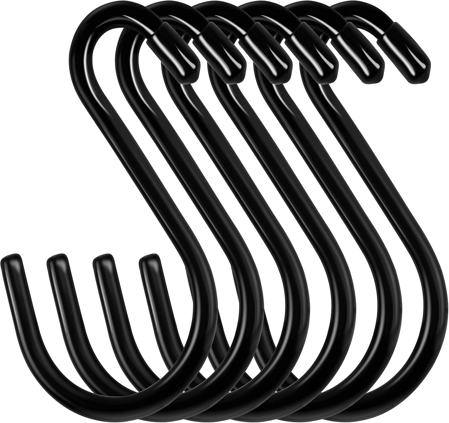 Crochets en S noirs, 15 cm, épaisseur 7 mm, charge 30 kg, lot de 12