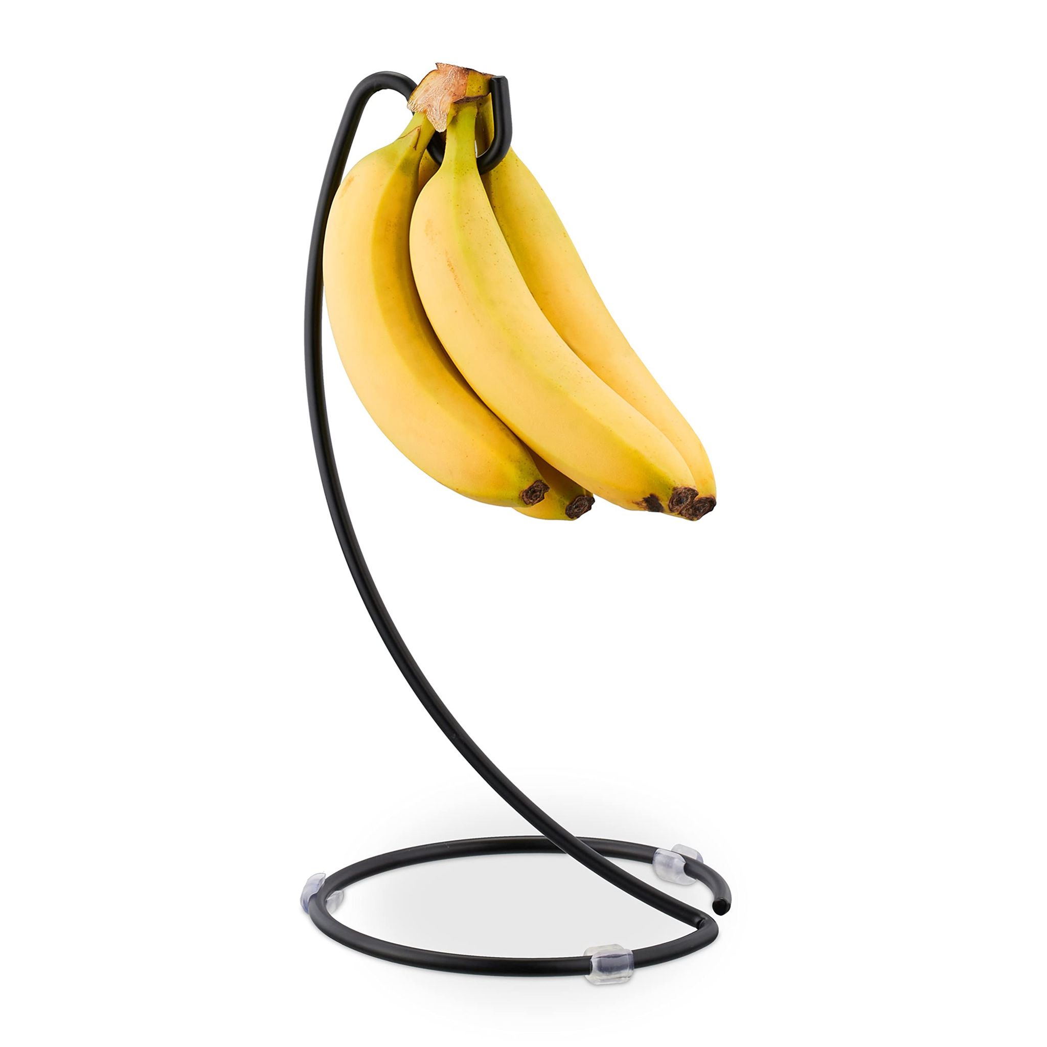 Supporto Portabanane, H X D: 33 X 17 Cm, Sostegno In Ferro, Holder Gancio Appendi Banane, Stand, Nero - Relaxdays