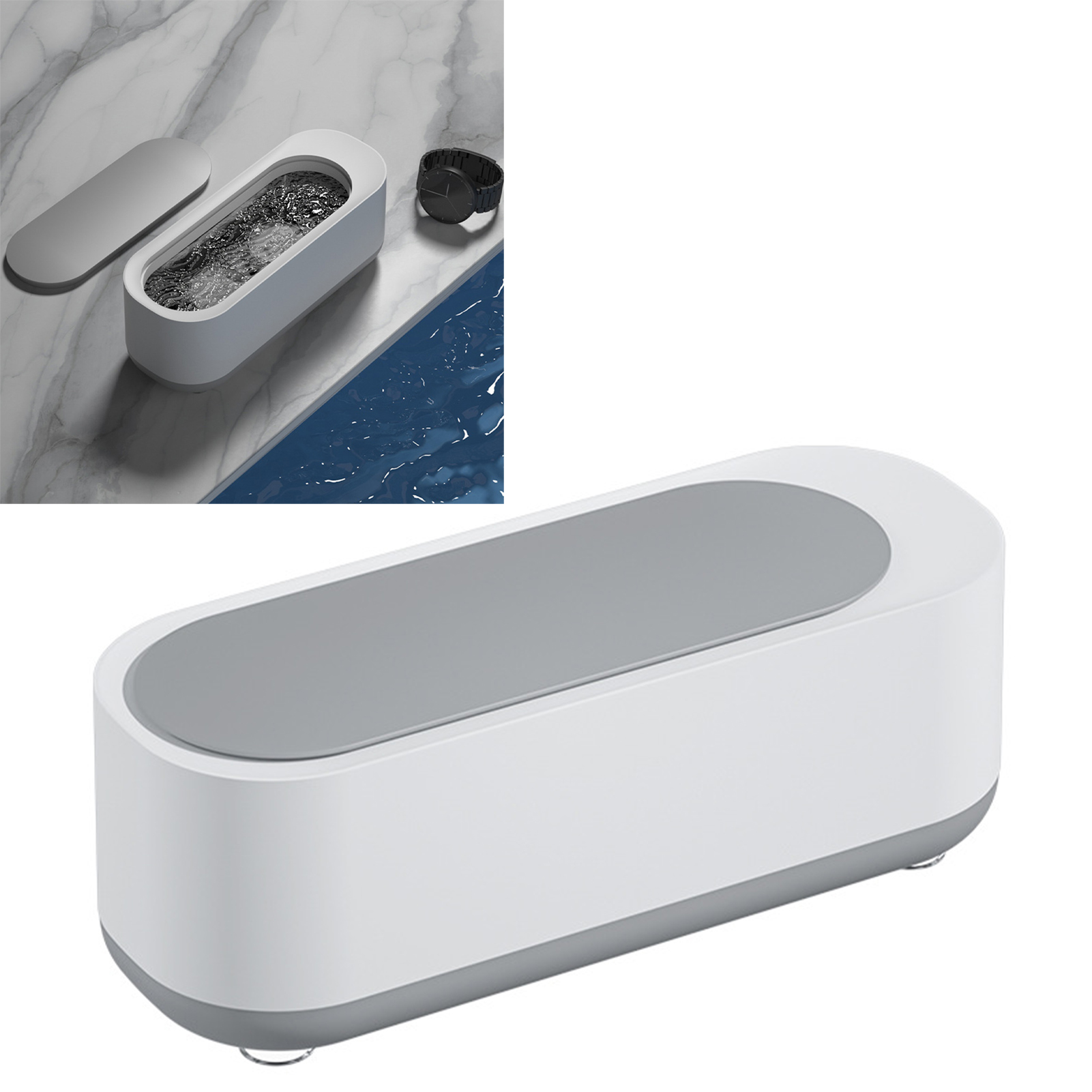 Nettoyeur à ultrasons 8 kHz grande capacité, alimentation par piles AAA, matériau PP