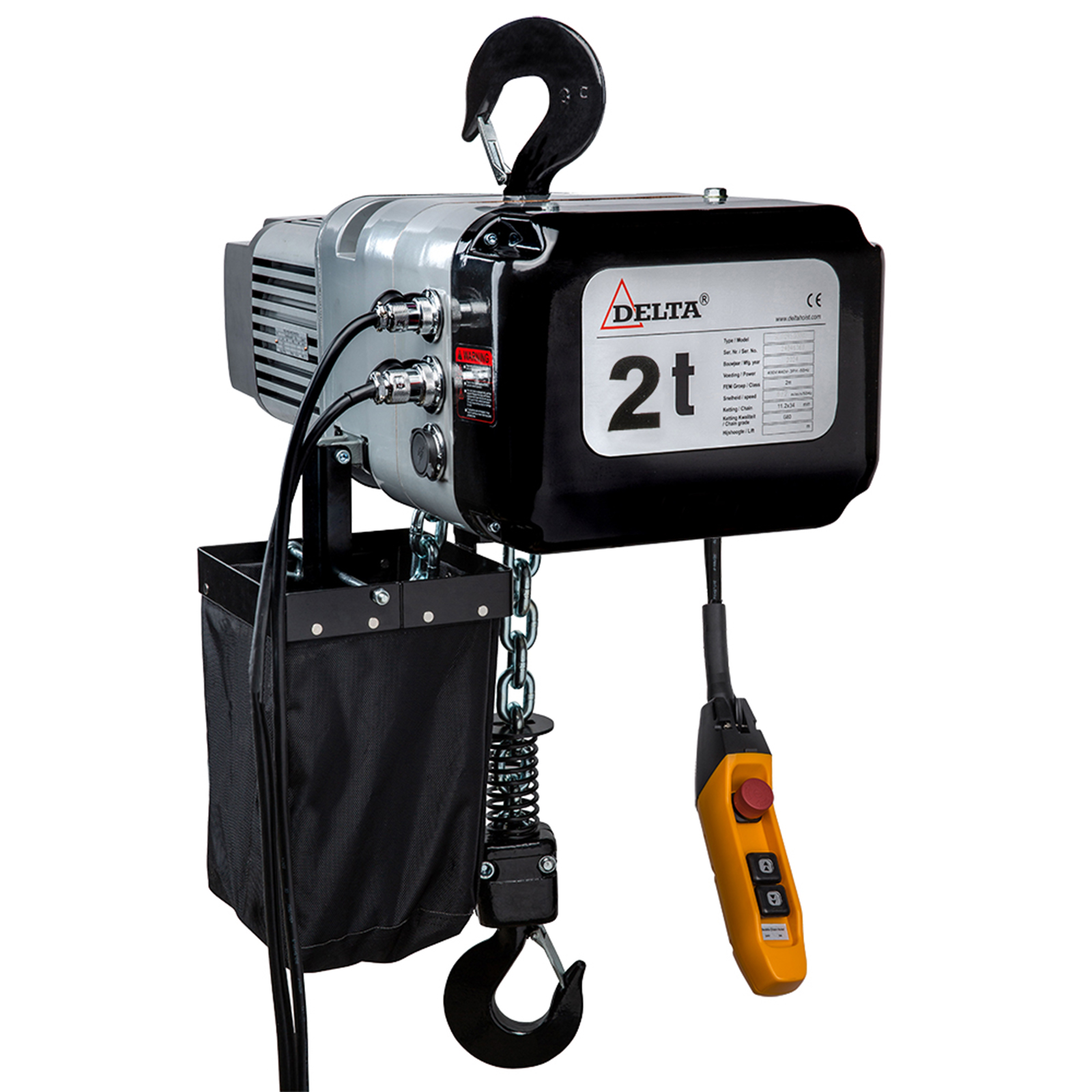 Delta Hoisting And Lifting Equipment Delta Elektrischer Kettenzug Dts – 400V - Tragkraft 2,0T Hubhöhe 10M 2 Geschwindigkeiten 1 Kettenstrang 8719482243608