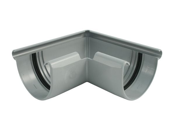 Marley - Rinnenwinkel Nw 125 Mm, Außenecke, 90°, Halbrund, Grau Halbrunde Dachrinnen Grau