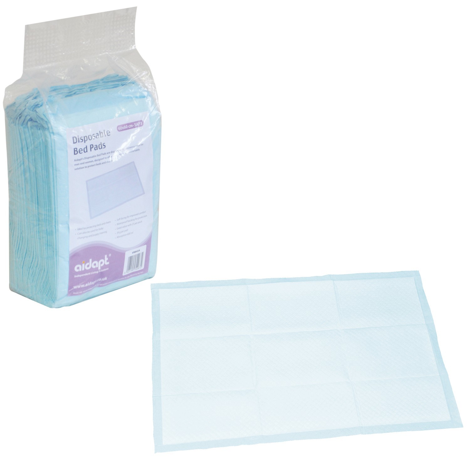 Pack De 25 Alèses Jetables Aidapt, Idéal Pour Lits Et Chaises